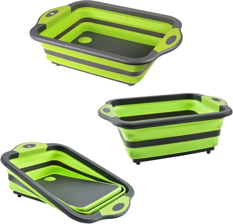 Photo 1 of 
Brand: UMIKAkitchen
4.3
4.3 out of 5 stars
(76)
Collapsible Cutting Board,UMIKAkitchen Multifunction Chopping Board with Colander, Space Saving 3 in 1 Multifunction Storage Basket, Chopping&Slicing Board for Camping, Picnic, BBQ, Kitchen. (green) 