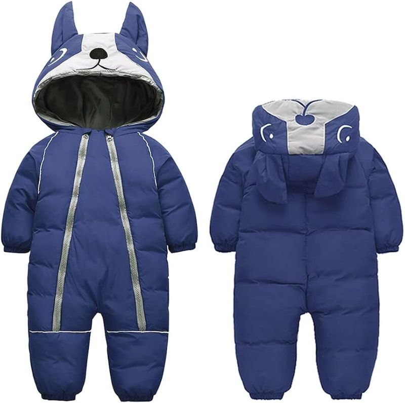 Photo 1 of  Fairy Baby Infant Baby Snowsuit Toddler One Piece Romper Hooded Jumpsuit Winter Coat Warm Thick Outwear Kids Girls Boys 1-4T Black 