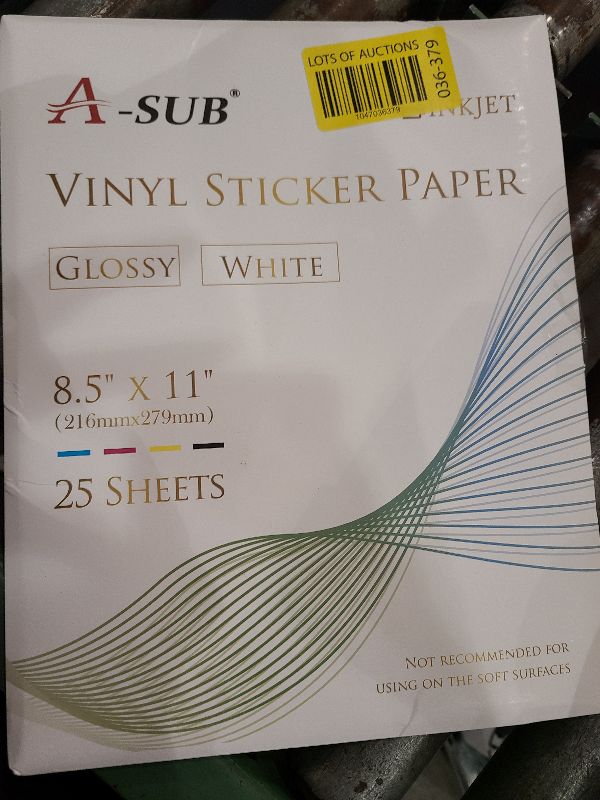 Photo 1 of A-SUB 25 Sheets Vinyl Sticker Paper for Inkjet Printer - Glossy Printable Vinyl 8.5x11 Inch Waterproof Sticker Paper for DIY Any Decal You Like
