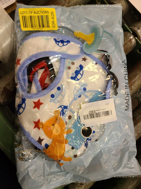 Photo 1 of 2ooya 7Pcs Cotton Waterproof Baby Bibs Adjustable Hook Loop Closure Infant Bib Blue Vehicle Newborn Babies Food Bibs Keepsake Baby Gift for 6-12 Months Baby Boy Teething Drooling Feeding Eating