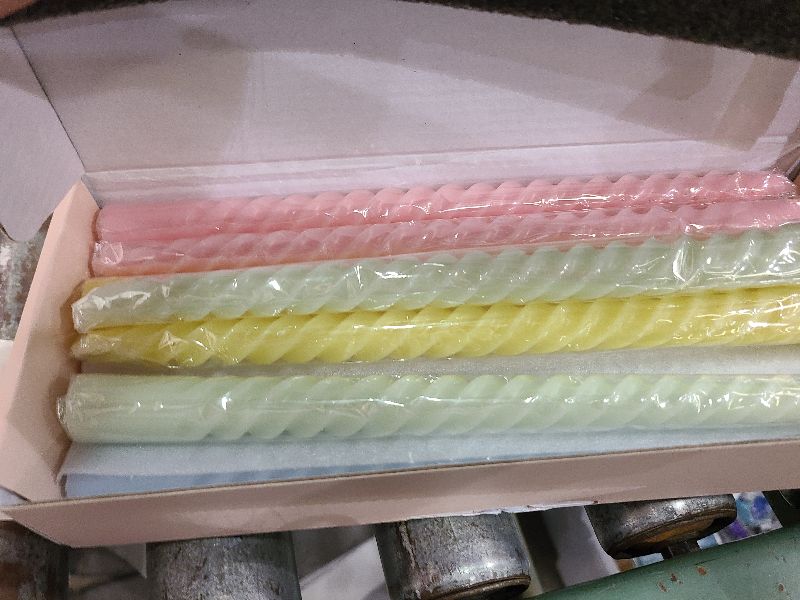 Photo 1 of 10 Inch Cream Spiral Taper Candles for Home Decoration, 12 Pack Candy-Color Candlesticks for Dinner Party Wedding Holiday