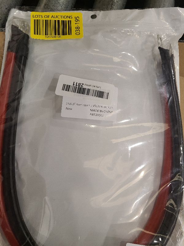 Photo 1 of 2 AWG Battery Cable 2AWG Gauge Pure Copper Battery Inverter Cables with 3/8 in Lugs Both Ends Power Inverter Wire Set for Automotive Solar Marine Boat RV Car Motorcycle Red and Black (2FT)