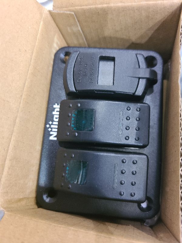 Photo 1 of Nilight 2 Gang Rocker Switch Panel Green Backlit with 4.8 Amp Dual USB Charger Voltmeter Waterproof 12V 24V DC Night Glow Stickers for Car Trucks Boats RVs