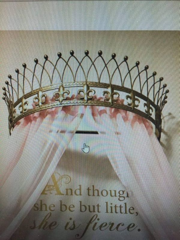 Photo 1 of  OctoRose Metal Wall Teester Bed Canopy Drapery Crown Hardware (Crown Gold)
