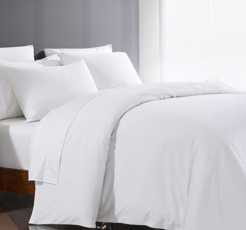 Photo 1 of  White King Size Duvet Cover with Zipper 1000 Thread Count 100% Egyptian Cotton Long Staple Quilt Cover Silky Soft, Breathable with Hidden Zipper Closure 1 Piece Duvet Cover MSRP $77.99
