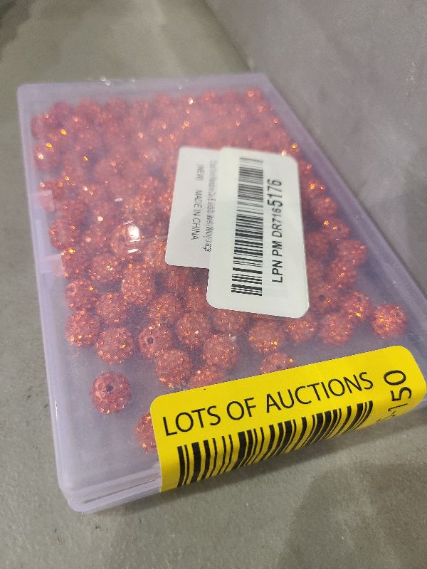 Photo 1 of 120pcs 10mm Rhinestone Clay Beads, Polymer Fancy Bling Beads for Baseball Necklace, Round Shamballa Disco Sparkly Beads for Jewelry Making-Orange