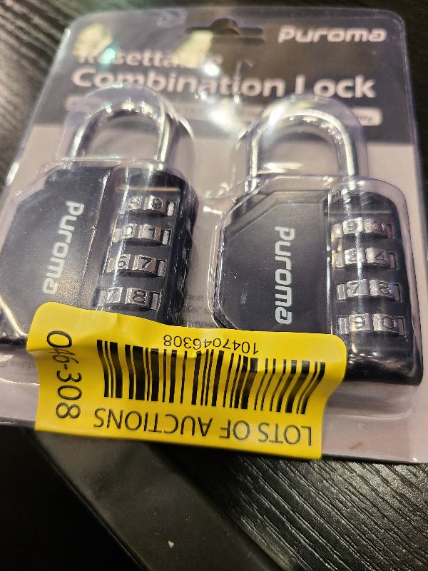 Photo 1 of Puroma 2 Pack Combination Lock 4 Digit Locker Lock Outdoor Waterproof Padlock for School Gym Locker, Sports Locker, Fence, Toolbox, Gate, Case, Hasp Storage (Black)