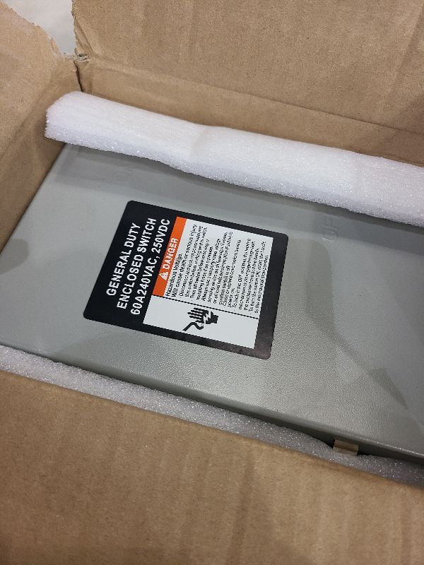 Photo 1 of 2P 60A 120/240V Single Phase 2 Wire Duty Safety Switch Outdoor Non-Fusible Safety Switch