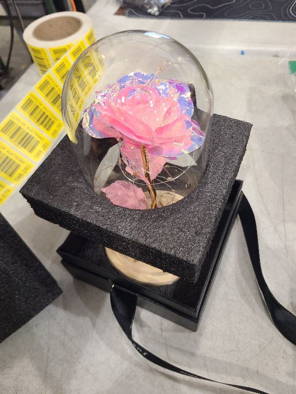 Photo 1 of Beferr Gifts for Women Mom Birthday Gifts Galaxy Glass Rose Forever Preserved Flowers for Delivery Prime Artificial Eternal Rose in Glass Dome Mothers Day Moms Gift for Grandma Wife Daughter, Pink