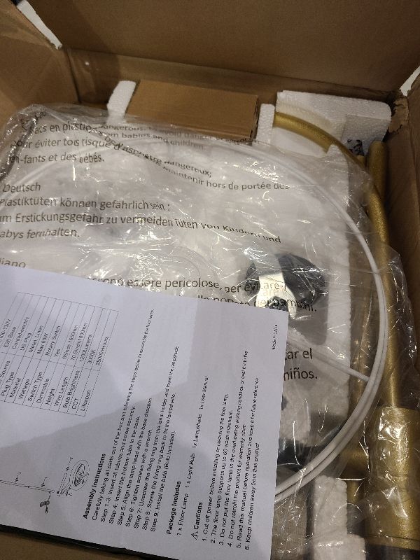 Photo 1 of ?Upgraded? Dimmable Gold Floor Lamp, 1200 Lumens LED Bulb Included, Arc Floor Lamps for Living Room Modern Standing Lamp with Linen Shade, Tall Lamp for Living Room Bedroom Office Reading Room Nursery