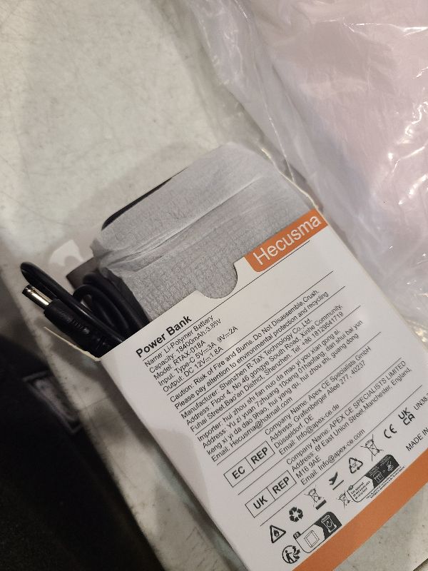 Photo 1 of 12V 18400mAh Heated Jacket Battery Pack, Battery Pack for Heated Jacket, Rechargeable Power Bank for Heated Jacket, Heated Pants with DC/USB/Type-C Output LED Display