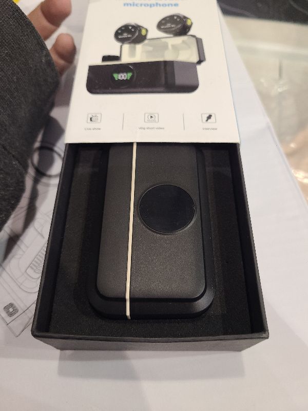Photo 1 of 2 Pack Wireless Bluetooth Microphone for iPhone iPad Android with Charging Case,40h Noise Reduction Omnidirectional Clip on Microphone with Lightning/USB-C Plug-Play for Video Recording Interview Vlog