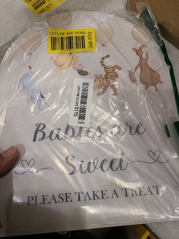 Photo 1 of Winnie The Pooh Baby Shower Decoration Sign - Classic Pooh Babies are Sweet Please Take A Treat - 9 * 11IN