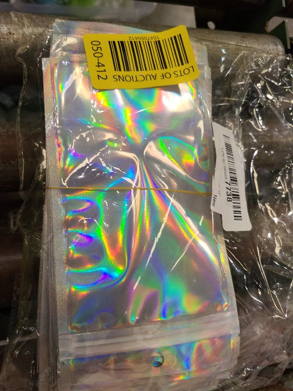 Photo 1 of 100 Pack Resealable Mylar Bags Smell Proof Pouch Aluminum Foil Packaging Plastic Ziplock Bag,Mylar Storage Bags For Candy,Jewelry,Screw,Holographic Rainbow Color,4 x 7 Inch