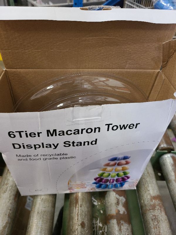 Photo 1 of 6 Tiers Round Macaron Tower Stand Plastic Transparent Cake Stand Macaron Display Rack Desserts Cupcake Holder Platter for Baby Shower, Birthday Party, Wedding, Party Decor