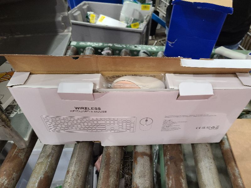 Photo 1 of Wireless Keyboard and Mouse, WisFox Full-Size Wireless Mouse and Keyboard Combo, 2.4GHz Silent USB Wireless Keyboard Mouse Combo for PC Desktops Computer (Pink and White)