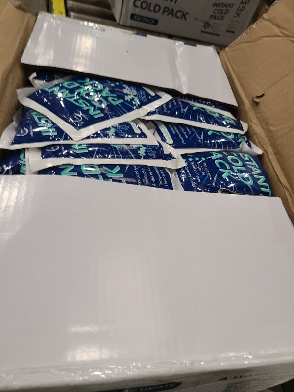 Photo 1 of 100 Pack Instant Cold Pack - Disposable Instant Ice Packs for Injuries Cold Compress Ice Pack for Pain Relief, Swelling 6 x 4.5 in