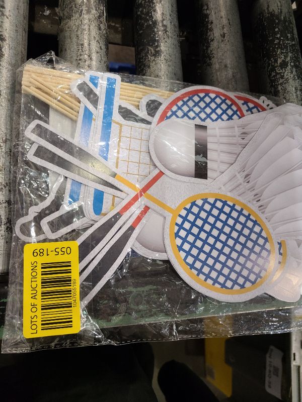 Photo 1 of 16 Pc Tennis Collection Table Topper - Tennis Theme Birthday Table Centerpieces, Sticks, Racket, Ball, Player, Sport Themed Bday Party Supplies