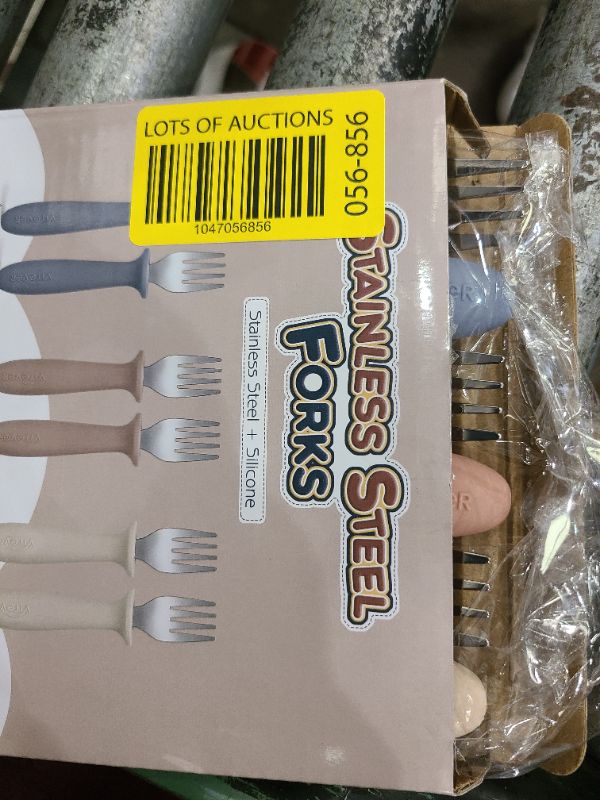 Photo 1 of 6 Pieces Toddler Forks?Kids Safe Utensils Set with Silicone Round Handle for Self Feeding?18/8 Stainless Steel Baby Forks?Children's Silverware Set BPA Free, Dishwasher Safe