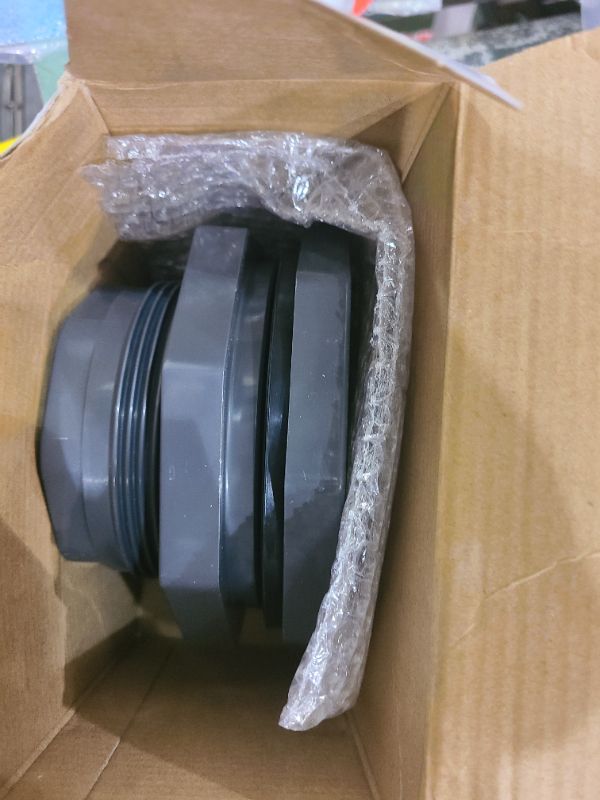 Photo 1 of Maasechs 1 Pcs 3 Inch PVC Bulkhead Fitting Water Tank Connector Plumbing Bulkhead Pipe Fitting NPT for Rain Barrels, Aquariums, Tubs, Pools