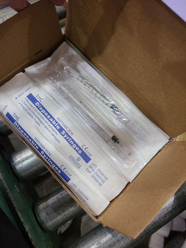 Photo 1 of 50 Pcs 1ml Syringes with Caps Oral Dispenser Individually Sterile Warpped for Medicine Dropper, Colostrum Collect Feeding Pets, Liquid
