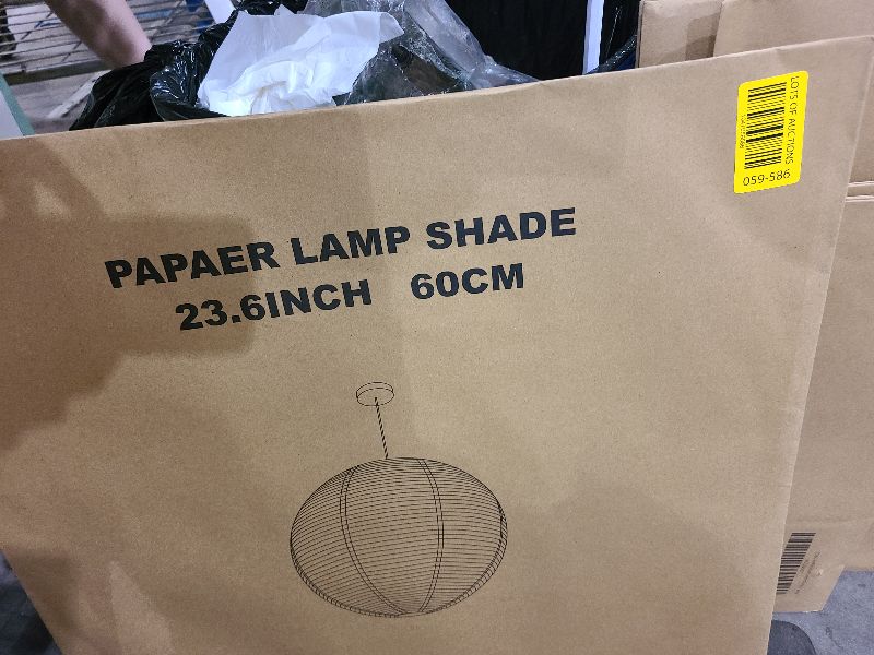 Photo 1 of 1PC 23.6 Inch Round Rice Paper Lamp Shades, White Paper Lanterns Lights,Paper Pendant Light Shade,Hanging Paper Lamp Shade,Noguchi Lamp Shade,Lampshade for Living Room,Excluding Wires and Bulbs