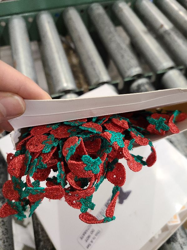 Photo 1 of 15 Yard Strawberry Decorate 45 Ft Strawberry Ribbon Trim 5/8" DIY Strawberry Party Decorations Lace Applique Ribbon for Christmas Gift Box Wrapping Home Baby Shower Decor