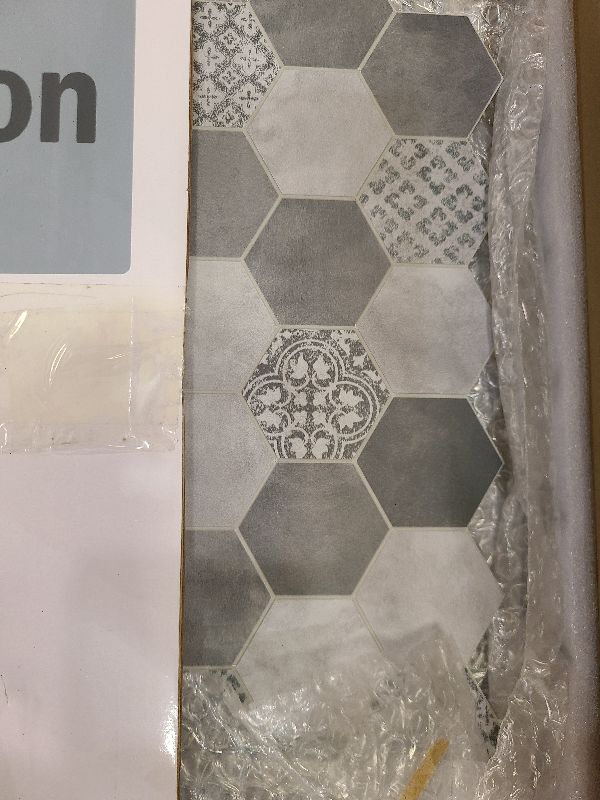 Photo 1 of The Tiles Plaza Backsplash Tile for Kitchen Peel and Stick, Hexagon Stick on Tile, Cement Vintage self-Adhesive Wall Tile, Grey 6 Sheets