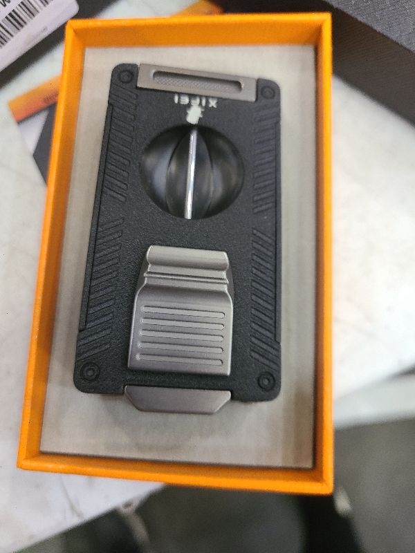 Photo 1 of XIFEI Cigar Lighter, Refillable Torch Lighter with Cigar Cutter V Cut Cigar Punch Cigar Draw Enhancer Cigar Holder, 5 in 1 Butane Lighters Double Jet Flame, Cigar Accessories Gift for Men (Black)