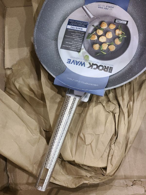 Photo 1 of Starfrit The Rock Wave 30cm (12") Non-Stick Fry Pan with Wave.Tec Non-Slip Handle - Aluminum - Oven Safe - PFOA Free - Easy to Clean - Blue