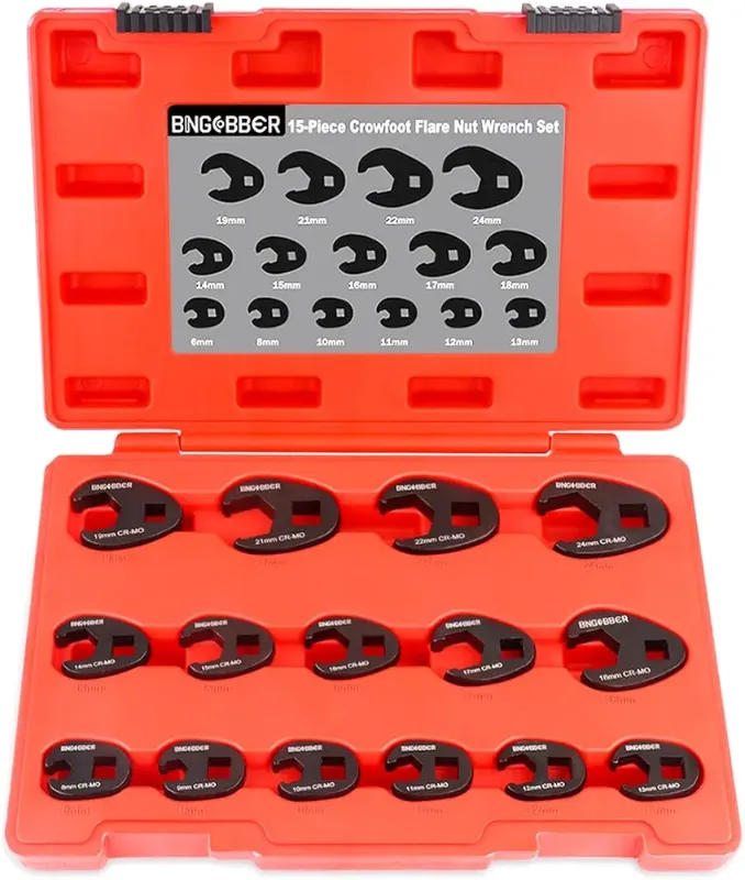 Photo 1 of 5-Piece Crowfoot Wrench Ranunculus Spanner Socket Spanner Torque 1/2 Inch 3/8 Inch External Square Drive 8-24 mm