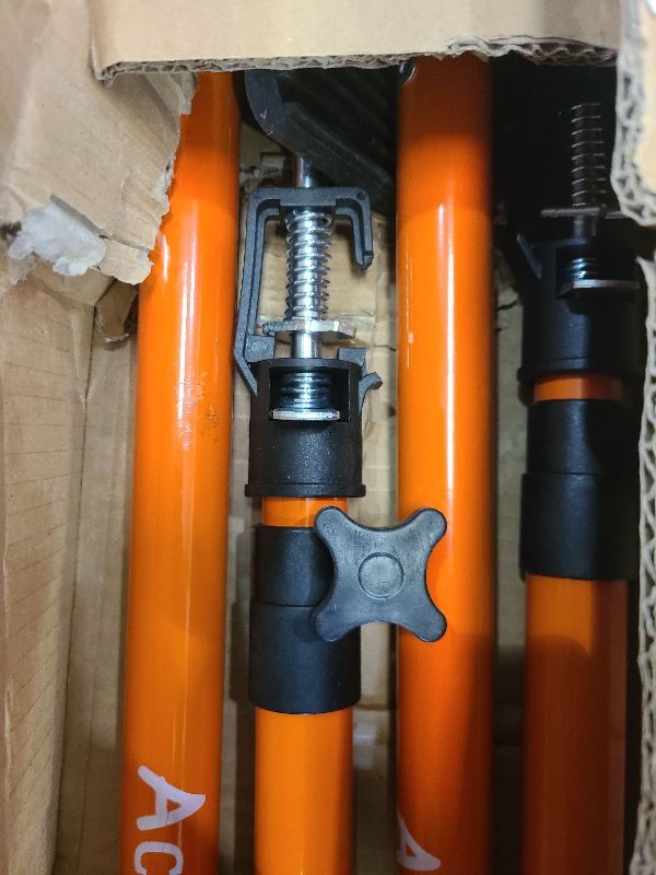 Photo 1 of 4PK Support Pole, Steel Telescopic Adjustable 3rd Hand Support System, Support Rod, Supports up to 154 lbs Construction Rods for Cabinet Jacks Cargo Bars Drywalls Extends from 49 Inch to 114 Inch