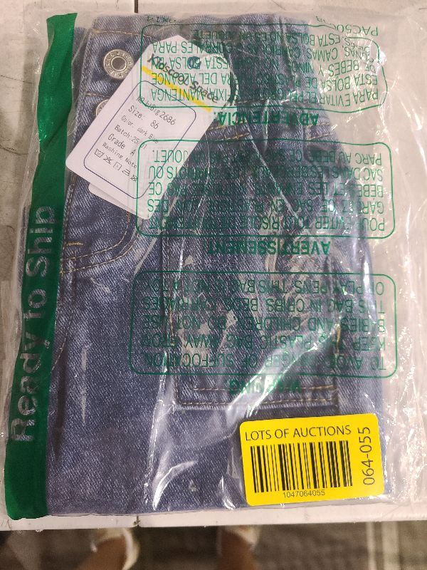Photo 1 of KIDSCOOL SPACE Baby Girls Jeans,Toddler Elastic Waist with D-Ring Slant Pockets Wide-Leg Denim Pants,Blue,12-18 Months