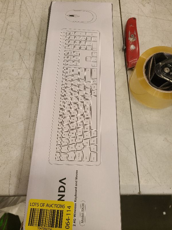 Photo 1 of Wireless Keyboard and Mouse Combo - Full Size Slim Thin Wireless Keyboard Mouse with Numeric Keypad 2.4G Stable Connection Adjustable DPI (White & Silver)