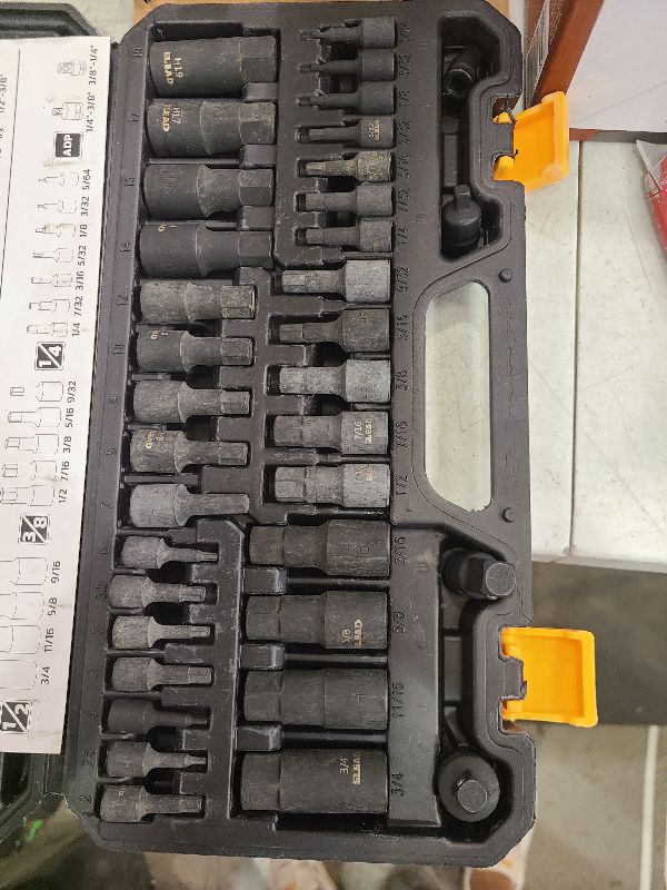 Photo 1 of 36-Piece One-Piece Hex Bit Socket Set includes Socket Adapter, 1/4", 3/8", 1/2", Cr-V Steel, SAE and Metric Set, Reinforced Storage Case, Automotive Mechanic Professional Master Tool Set