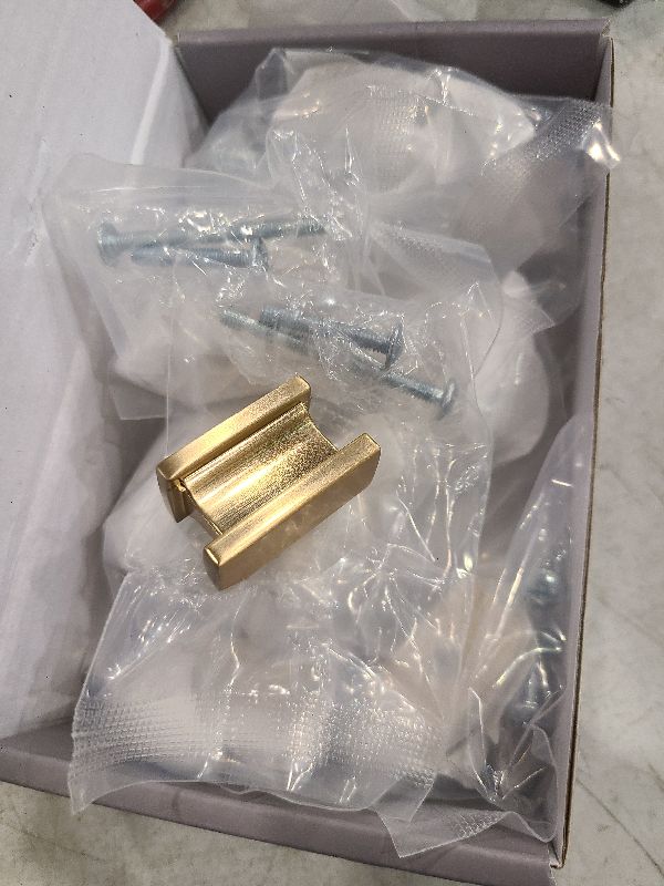 Photo 1 of Amerdeco 10 Pack Champagne Bronze Cabinet Knobs 1.46 Inch(37mm) Solid Gold Kitchen Cabinet knobs Rectangle Brushed Brass Drawer Knobs and Pulls for Bathroom Cabinets ZH00013