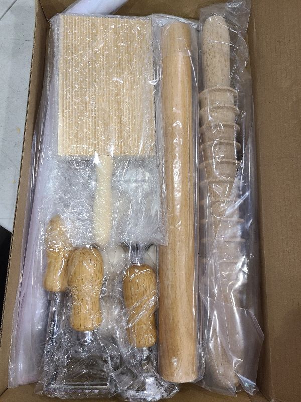 Photo 1 of 8in1 Ravioli Gnocchi Pasta Dumpling Noodle Maker Cutter Press Mold Stamp - Pasta Manual Accessories Homemade Essentials Making Tool Kit w/Silicone Pastry Mats, Wooden Dough Roller Rolling Pin