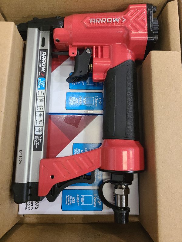 Photo 1 of Arrow Pneumatic Staple Gun, Oil-Free Upholstery Stapler with 3750 Pieces T50 1/4", 3/8", 1/2" Staples, Adjustable Exhaust, for Woodworking, Professional and DIY Projects, PT50