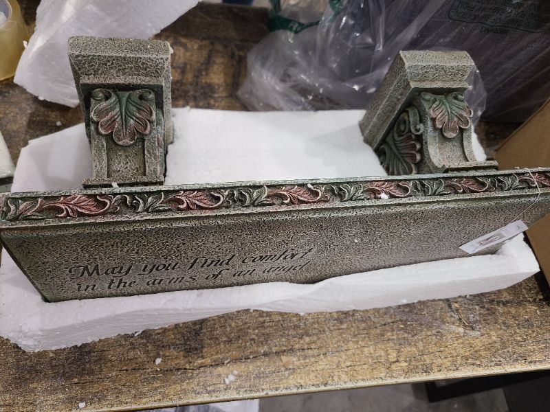 Photo 1 of Roman Memorial Bench with Verse Inscribed on Top, 15.25-Inch, Resin, Small
