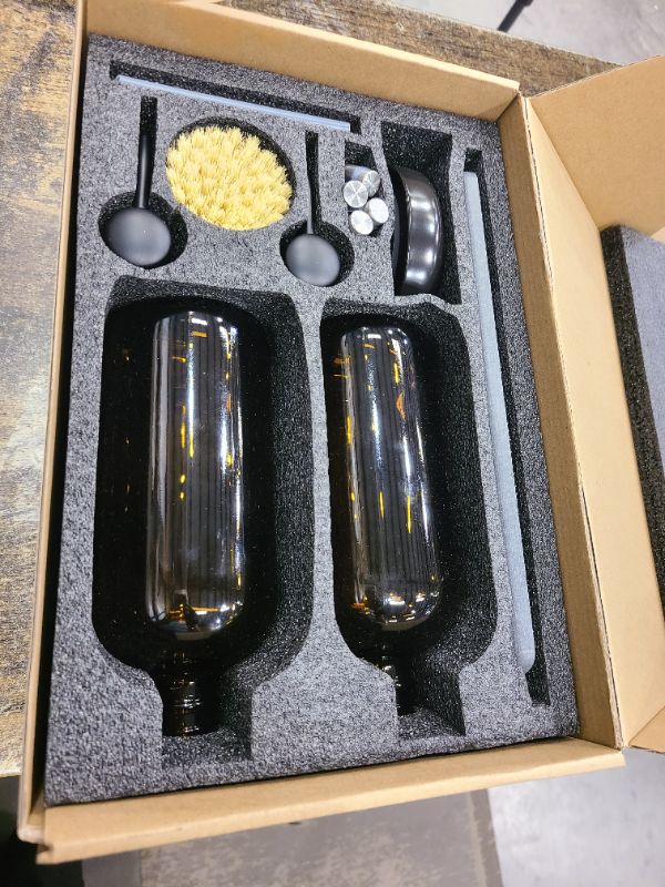 Photo 1 of [Luxury] Kitchen Soap Dispenser Set - 16OZ Amber Glass Bottle, Stainless Steel Pump, Instant Dry Tray, Waterproof Labels, Non-Slip Silicone Pad, and Dish Brush | Upgrade for Your Kitchen and Bathroom