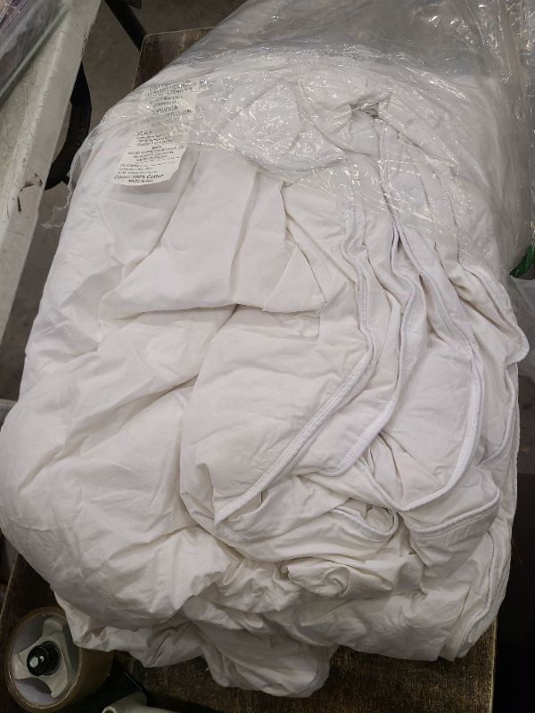 Photo 1 of APSMILE Fluffy Down Feather Fibers Comforter King Size, Organic Cotton Cover Down Feather Fibers Duvet Insert for Warm Weather, High Fill Power Lightweight Blanket for Summer (Ivory White, 106x90)