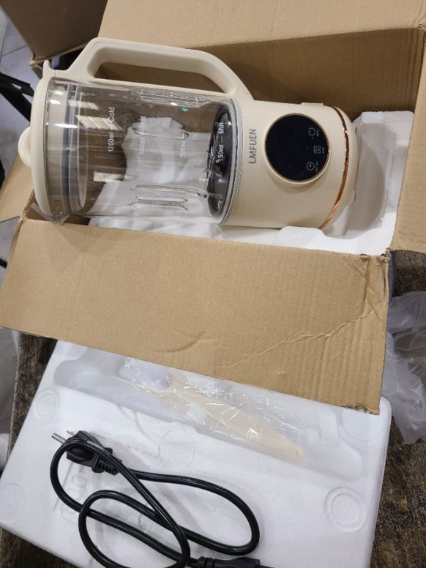 Photo 1 of 40oz Automatic Nut Milk Maker,Soy Milk Maker for Homemade Almond,Oat,Soy Milk,Plant-Based Milk,Soup Maker Machine,Milk Maker Machine with Delay Start/Keep Warm/Self Clean/Boil Water (White)
