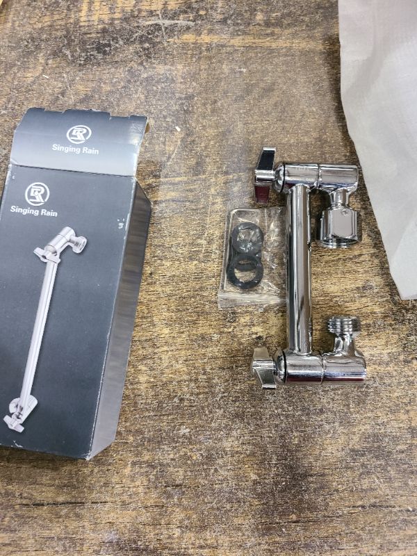 Photo 1 of 5 Inch Adjustable Shower Head Extension Arm With Locking Set Screw, Singing Rain Brass Chrome Angle Height Adjustable, Easy To Install, G1/2 Universal Connector Compatible (Chrome Finish)