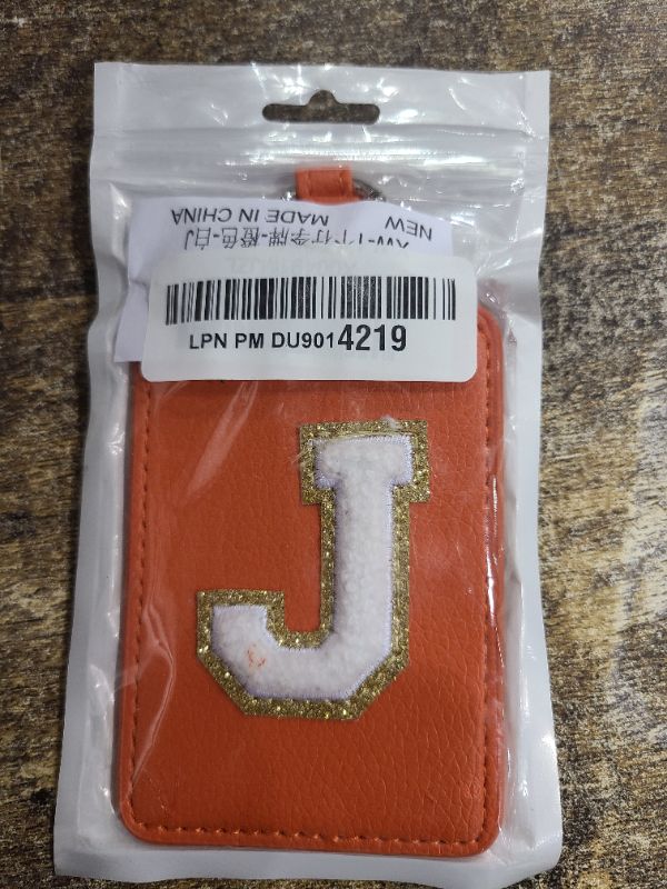 Photo 1 of Personalized Initial Luggage Tags for Suitcases, Cute PU Leather Travel Letter Luggage Tags,Suitcase Identifier Name Baggage Tag,Bag Tags for Men Women Kids Luggage Handbags(Orange-White J)
