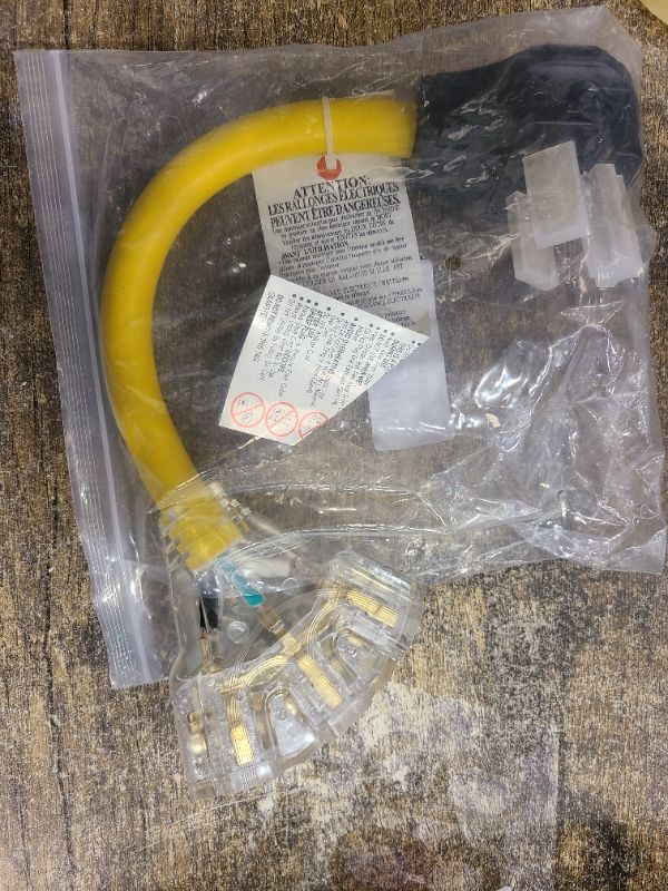 Photo 1 of 30 Amp to 15 Amp/20 Amp 110V Dryer Adapter Power Cord, ETL Listed NEMA 10-30P Male to 3X 5-15R/5-20R Female T-Blade Household Outlets Extension Cord 10-AWG 1FT (10-30P/3X5-15R)