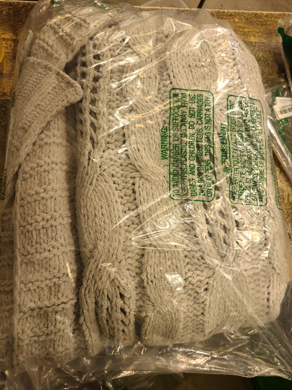 Photo 1 of Amélie Home Chunky Knit Chenille Throw Blanket, Breathable Cable Knitted Blanket for Couch, Farmhouse Decorative Throw for Sofa Chair Bed, 50"x60", Sage Green