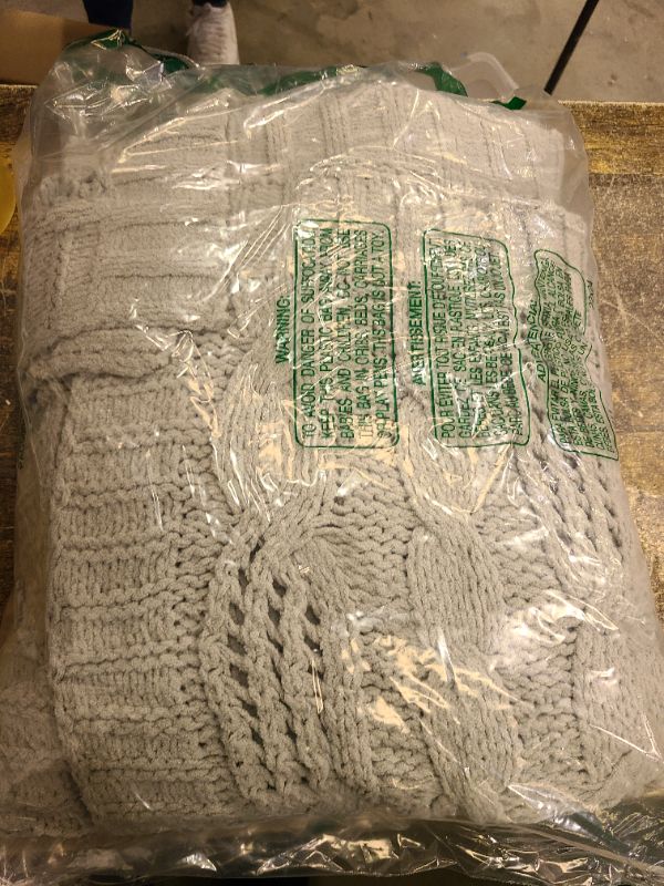 Photo 1 of Amélie Home Chunky Knit Chenille Throw Blanket, Breathable Cable Knitted Blanket for Couch, Farmhouse Decorative Throw for Sofa Chair Bed, 50"x60", Sage Green