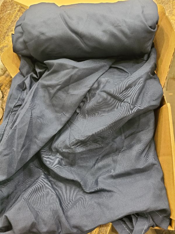 Photo 1 of Amazon Basics Lightweight Pleated Bed Skirt, King, Navy Blue, Solid