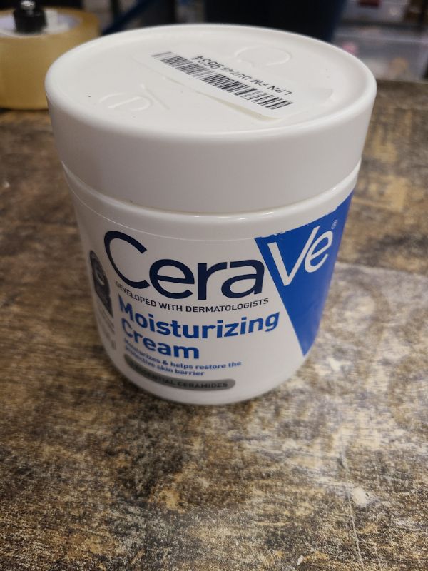 Photo 1 of CeraVe Moisturizing Cream, Body and Face Moisturizer for Dry Skin, Body Cream with Hyaluronic Acid and Ceramides, Daily Moisturizer, Oil-Free, Fragrance Free, Non-Comedogenic, 19 Ounce