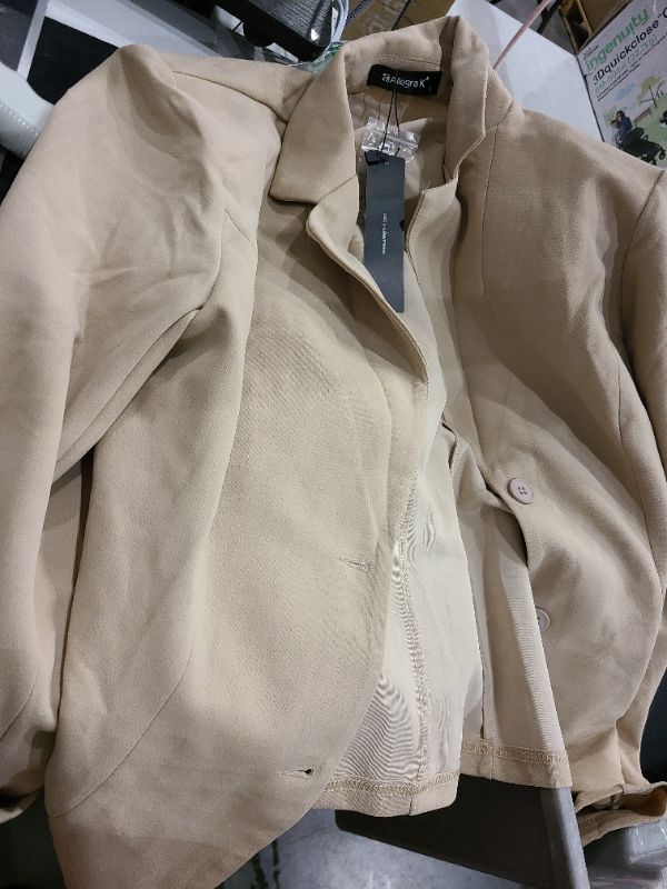 Photo 1 of Allegra K Women's Work Office Blazer Stretch Lapel Collar Long Sleeve Jacket Suit Blazer Small Khaki
